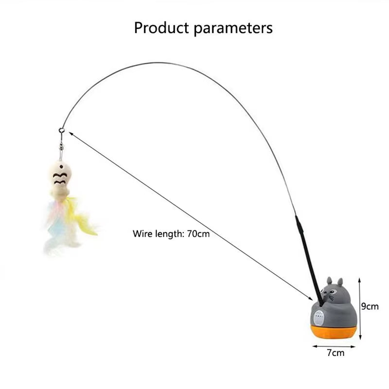 Premium Cat Toy: Steel Wire Pole with Rotating Feather for Interactive Play and Self-Entertainment