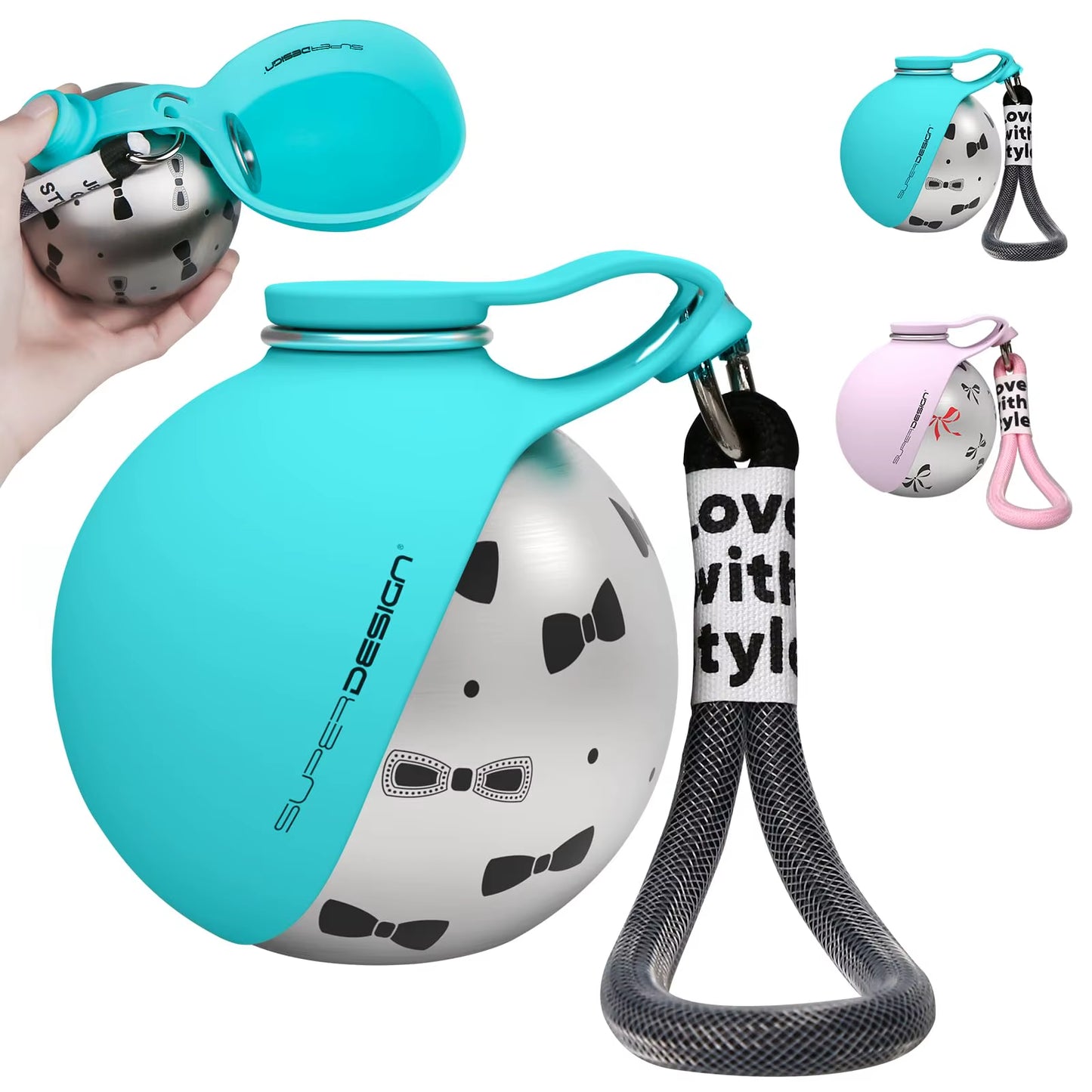 2-in-1 Portable Dog Water Bottle for Small Breeds - Leak-Proof and Compact Design - Stainless Steel and Silicone Construction