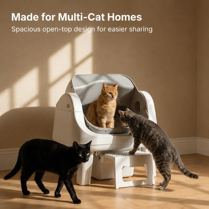 Petpivot Autoscooper 12 Lite Open Top Self-Cleaning Cat Litter Box with Advanced Safety Sensors and Senior-Friendly Access Step