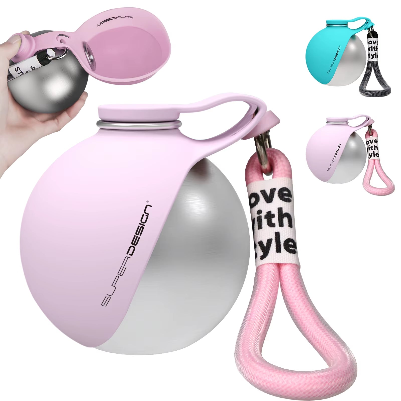 2-in-1 Portable Dog Water Bottle for Small Breeds - Leak-Proof and Compact Design - Stainless Steel and Silicone Construction