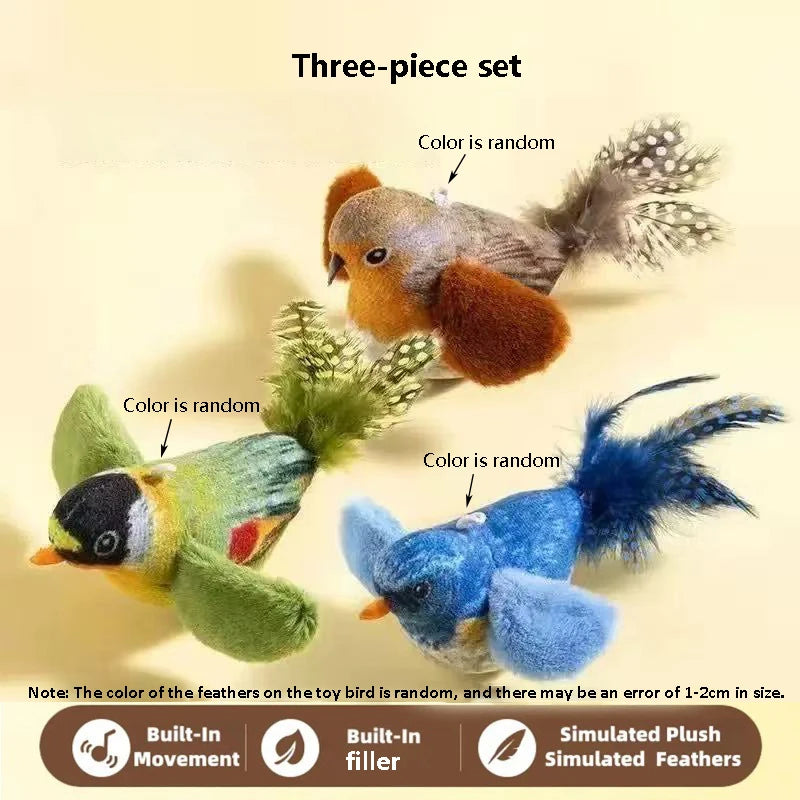Cat Toy with Bird Sound Simulation and Elastic Rope for Boredom Relief and Scratch Resistance