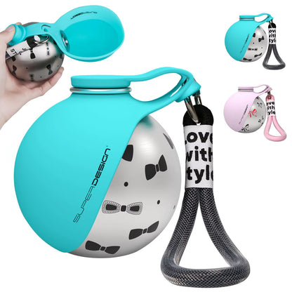 2-in-1 Portable Dog Water Bottle for Small Breeds - Leak-Proof and Compact Design - Stainless Steel and Silicone Construction