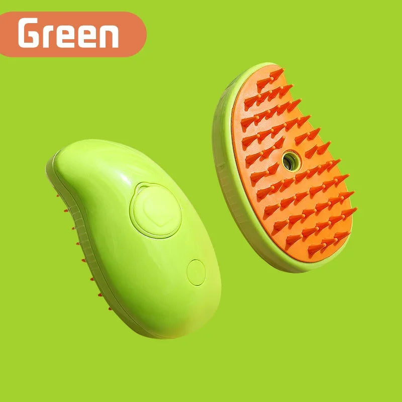 3-in-1 Pet Massage Brush with Steam Spray, Folding Rotatable Design for Effective Hair Removal and Bathing