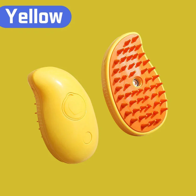 3-in-1 Pet Massage Brush with Steam Spray, Folding Rotatable Design for Effective Hair Removal and Bathing