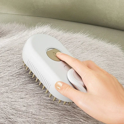 3-in-1 Pet Massage Brush with Steam Spray, Folding Rotatable Design for Effective Hair Removal and Bathing