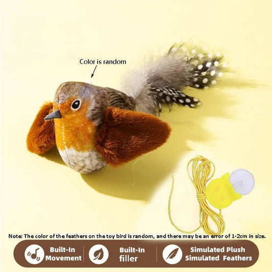 Cat Toy with Bird Sound Simulation and Elastic Rope for Boredom Relief and Scratch Resistance