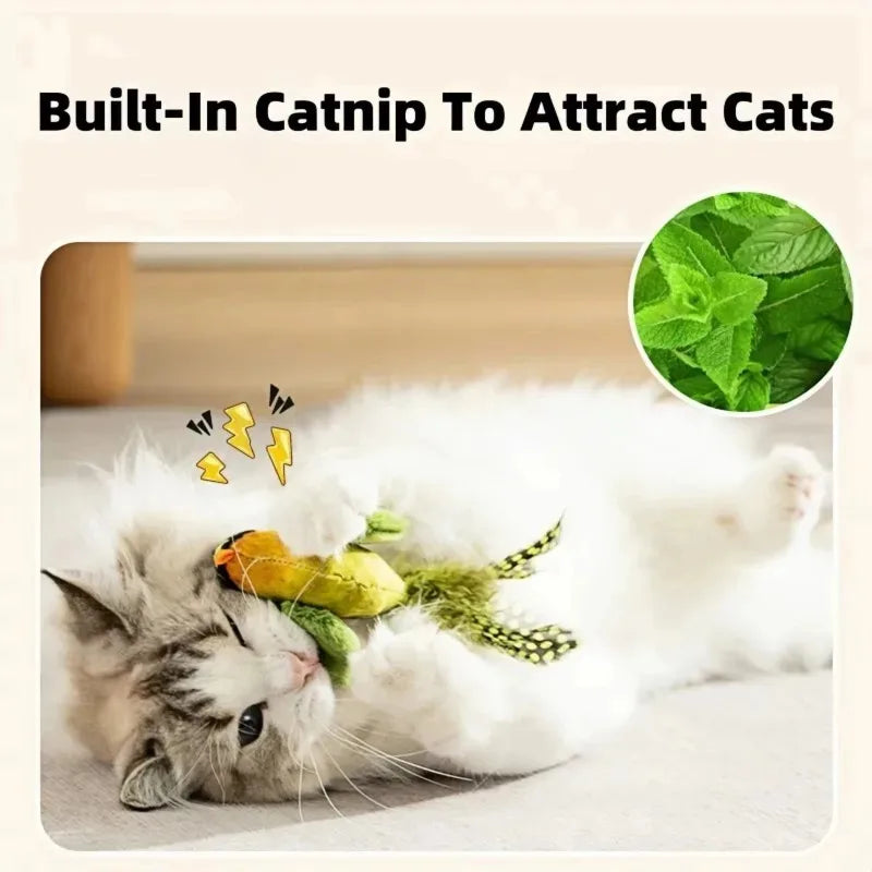 Cat Toy with Bird Sound Simulation and Elastic Rope for Boredom Relief and Scratch Resistance