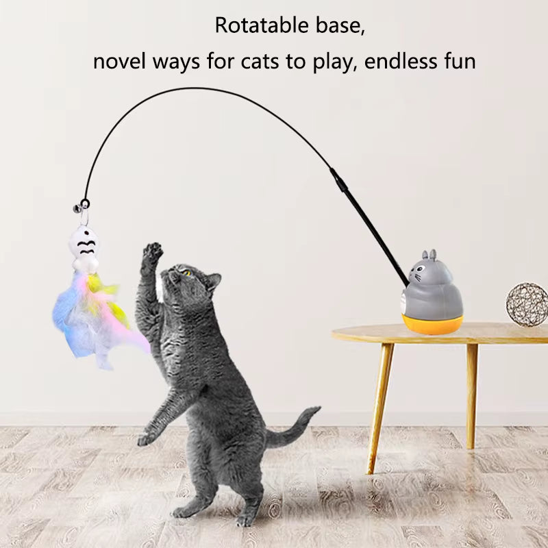 Premium Cat Toy: Steel Wire Pole with Rotating Feather for Interactive Play and Self-Entertainment