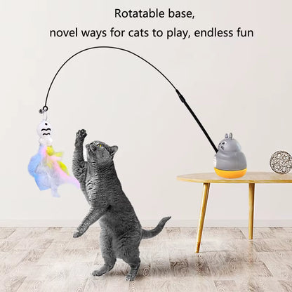 Premium Cat Toy: Steel Wire Pole with Rotating Feather for Interactive Play and Self-Entertainment