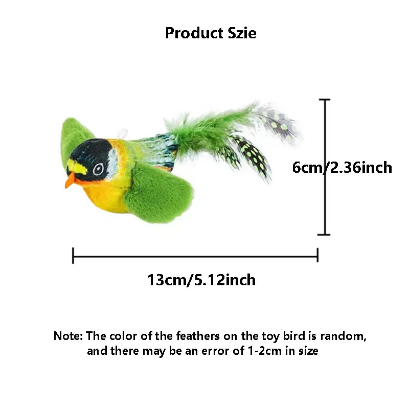 Cat Toy with Bird Sound Simulation and Elastic Rope for Boredom Relief and Scratch Resistance