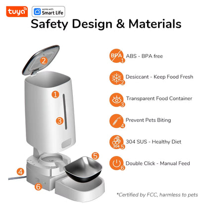 Ultimate WiFi-Enabled Automatic Cat Feeder for Two Cats - 4L Food Dispenser with Smart App Control, Dual Stainless Steel Bowls, and Low Food Alerts