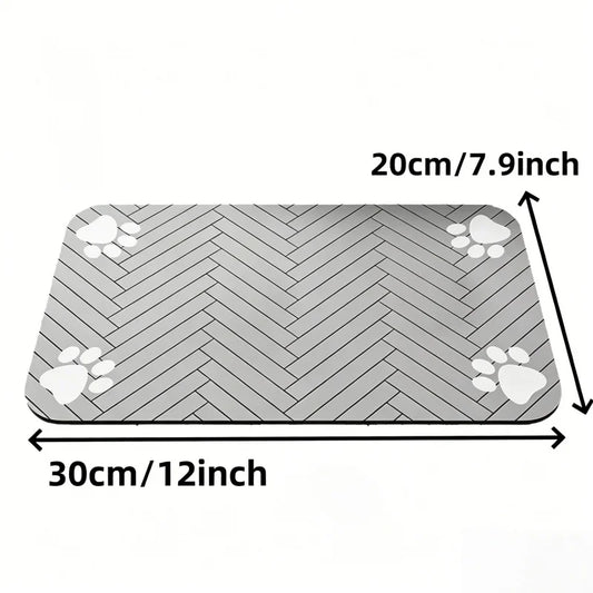 Absorbent Pet Feeding Mat with Waterproof Rubber Backing - Quick-Dry Placemat for Food and Water Bowls for Dogs and Cats