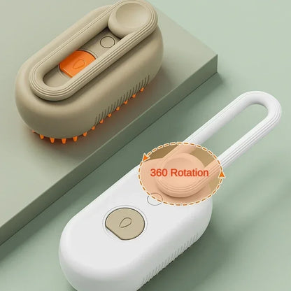 3-in-1 Pet Massage Brush with Steam Spray, Folding Rotatable Design for Effective Hair Removal and Bathing
