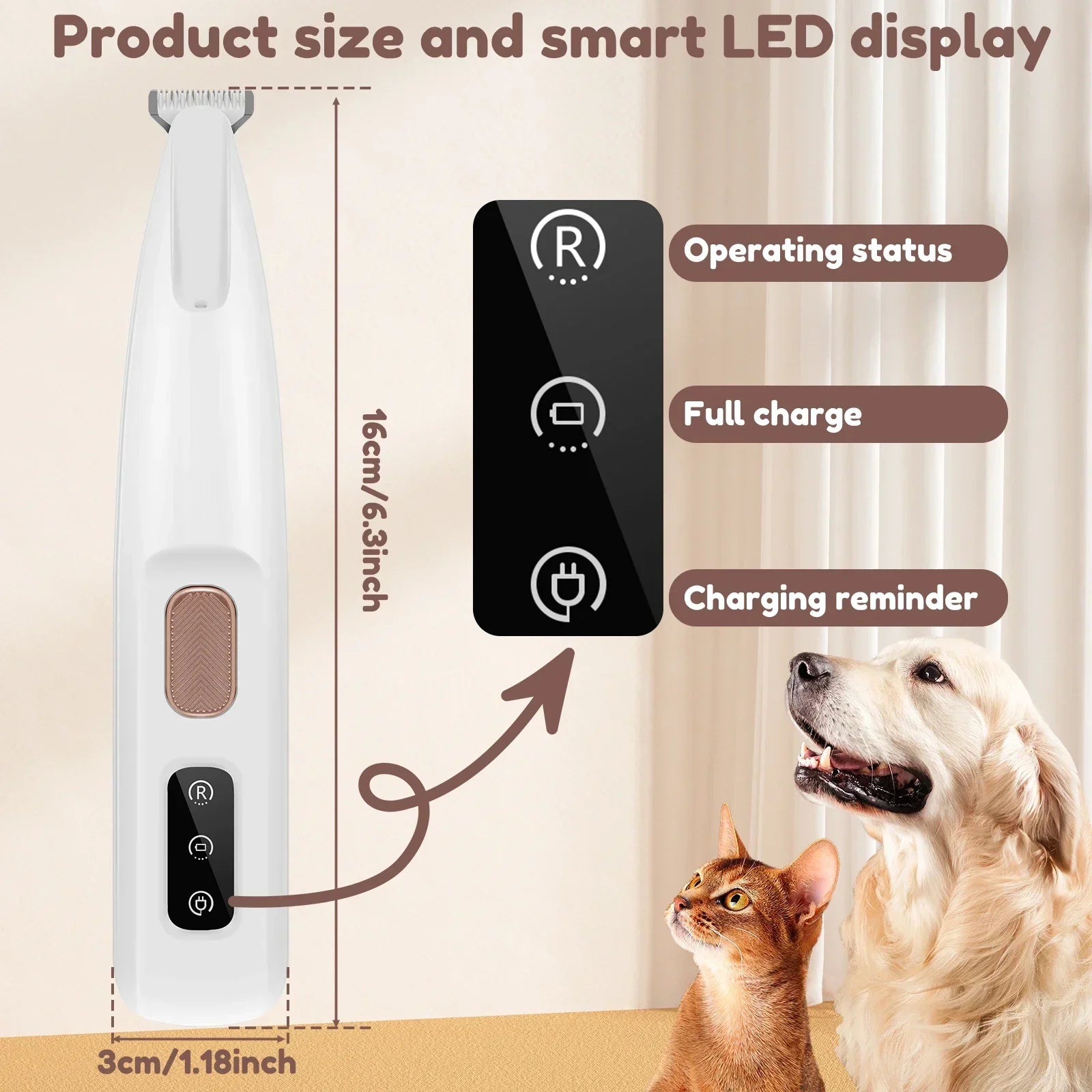 Ultimate Professional Dog Paw Trimmer with LED Light - Waterproof & Quiet Pet Clippers for Precision Grooming