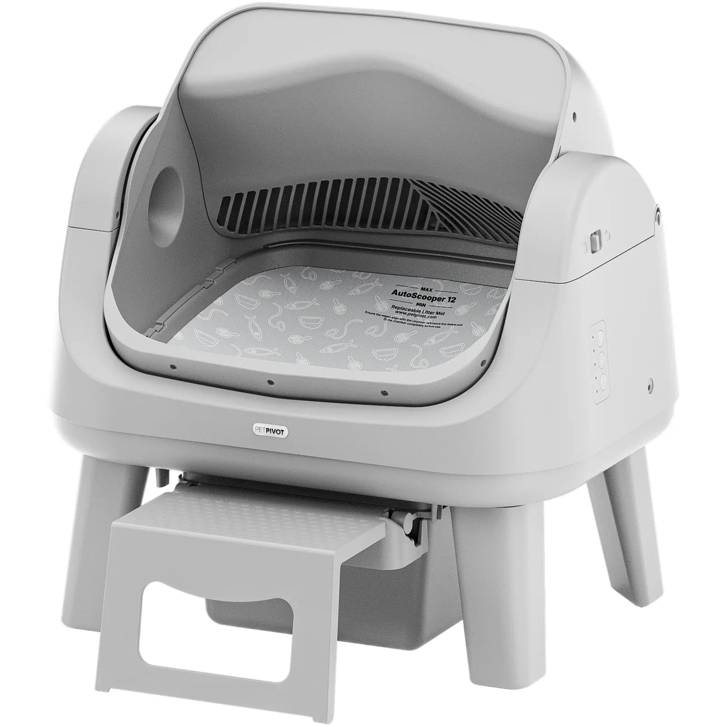 Petpivot Autoscooper 12 Lite Open Top Self-Cleaning Cat Litter Box with Advanced Safety Sensors and Senior-Friendly Access Step