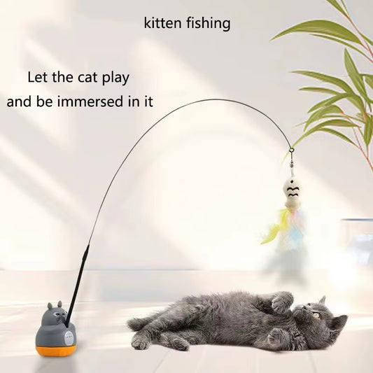 Premium Cat Toy: Steel Wire Pole with Rotating Feather for Interactive Play and Self-Entertainment