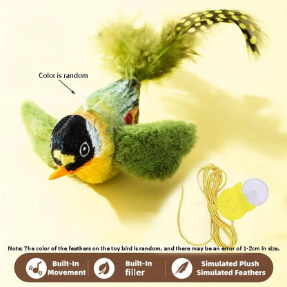 Cat Toy with Bird Sound Simulation and Elastic Rope for Boredom Relief and Scratch Resistance
