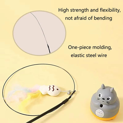 Premium Cat Toy: Steel Wire Pole with Rotating Feather for Interactive Play and Self-Entertainment