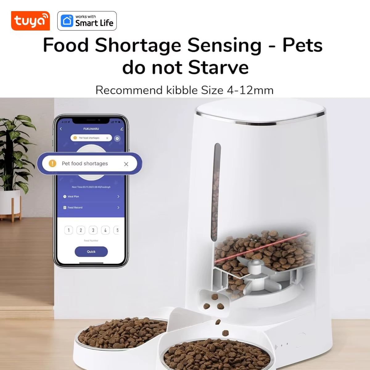 Ultimate WiFi-Enabled Automatic Cat Feeder for Two Cats - 4L Food Dispenser with Smart App Control, Dual Stainless Steel Bowls, and Low Food Alerts
