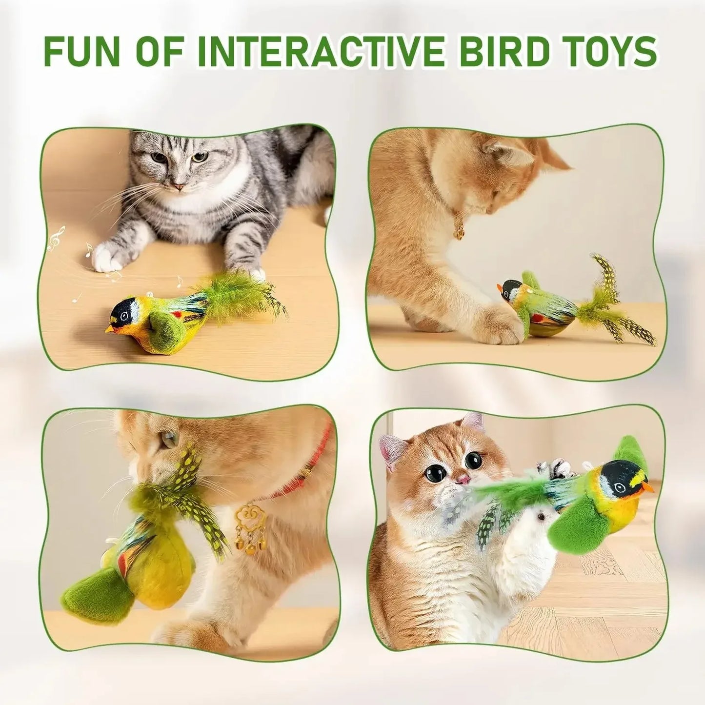 Cat Toy with Bird Sound Simulation and Elastic Rope for Boredom Relief and Scratch Resistance