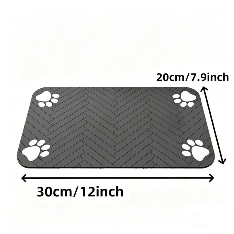 Absorbent Pet Feeding Mat with Waterproof Rubber Backing - Quick-Dry Placemat for Food and Water Bowls for Dogs and Cats