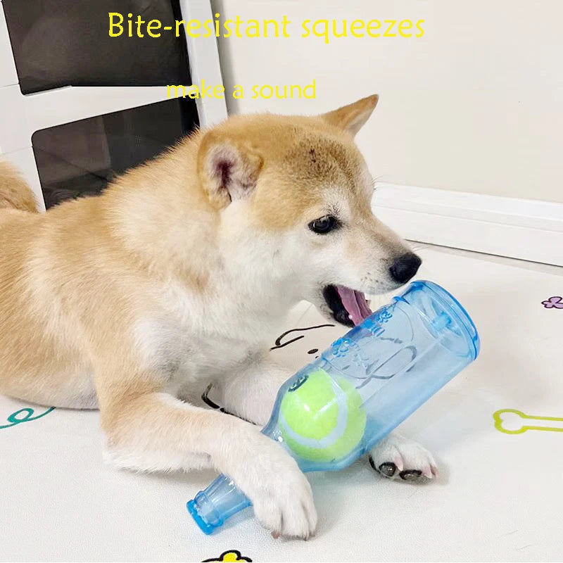 Exciting Durable Squeaky Tennis Ball Bottle for Dogs - The Ultimate Interactive Chew Toy for Endless Fun and Boredom Relief