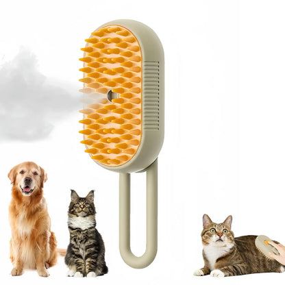 3-in-1 Pet Massage Brush with Steam Spray, Folding Rotatable Design for Effective Hair Removal and Bathing