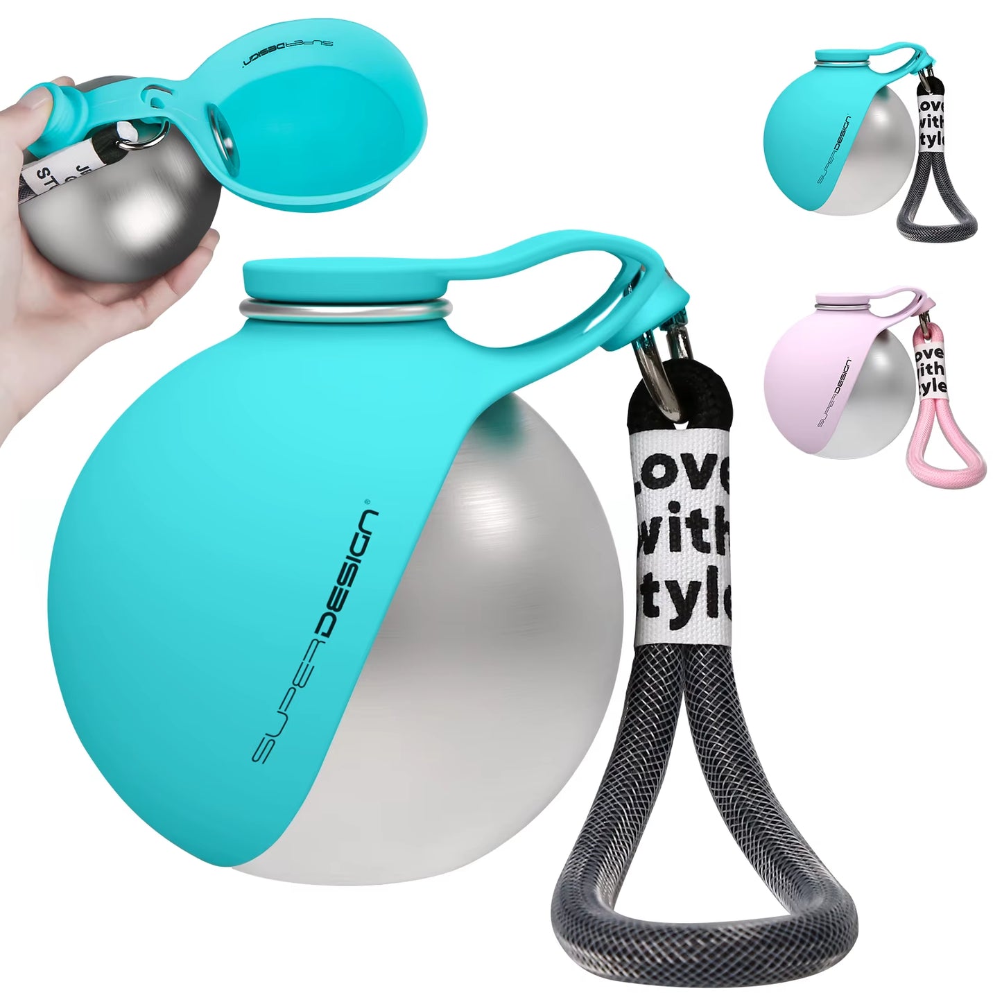 2-in-1 Portable Dog Water Bottle for Small Breeds - Leak-Proof and Compact Design - Stainless Steel and Silicone Construction