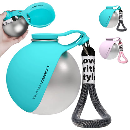 2-in-1 Portable Dog Water Bottle for Small Breeds - Leak-Proof and Compact Design - Stainless Steel and Silicone Construction