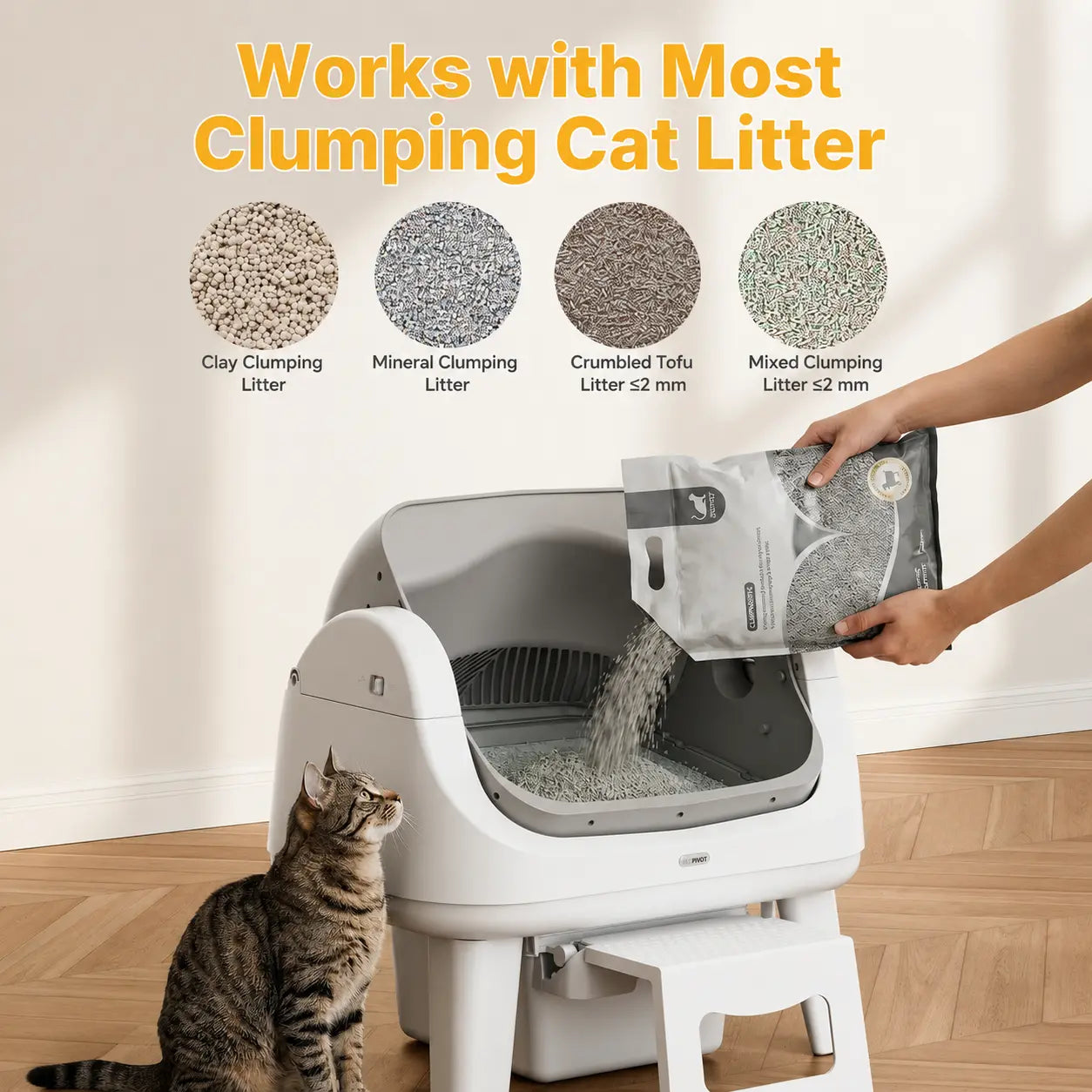 Petpivot Autoscooper 12 Lite Open Top Self-Cleaning Cat Litter Box with Advanced Safety Sensors and Senior-Friendly Access Step